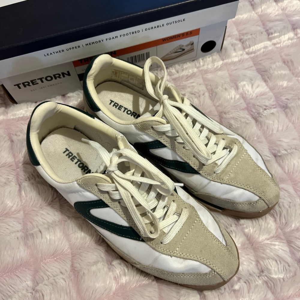 Tretorn White and Green Athletic Shoes